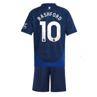 Camiseta Manchester United Marcus Rashford #10 Visitante Equipación para niños 2024-25 manga corta (+ pantalones cortos)